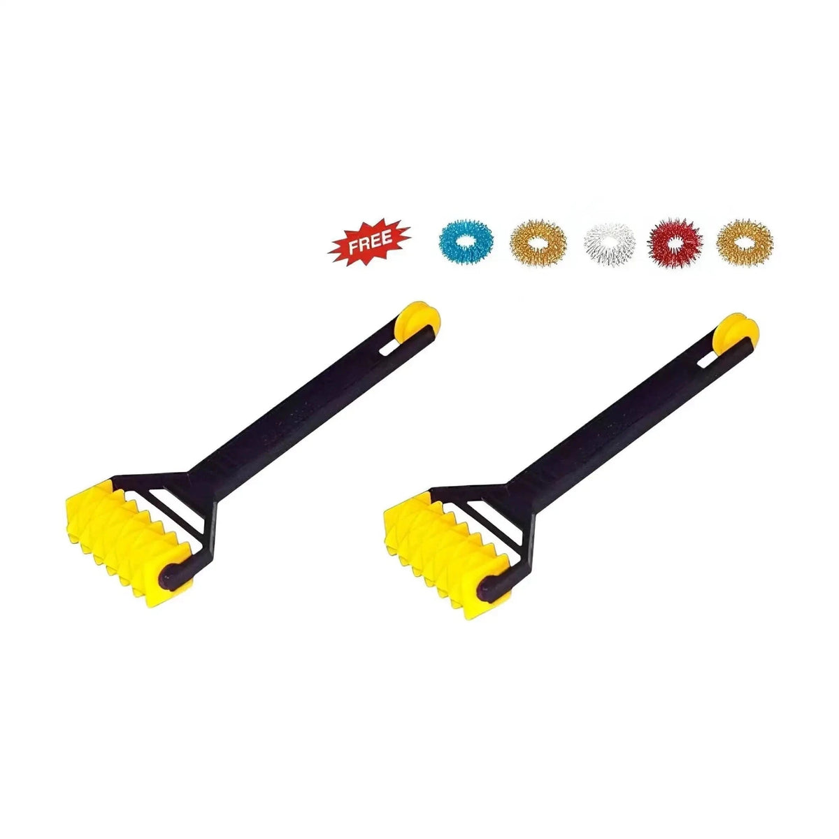 Acupressure Plastic Mini Double Roller Massager Set of 2 with Sujok Rings