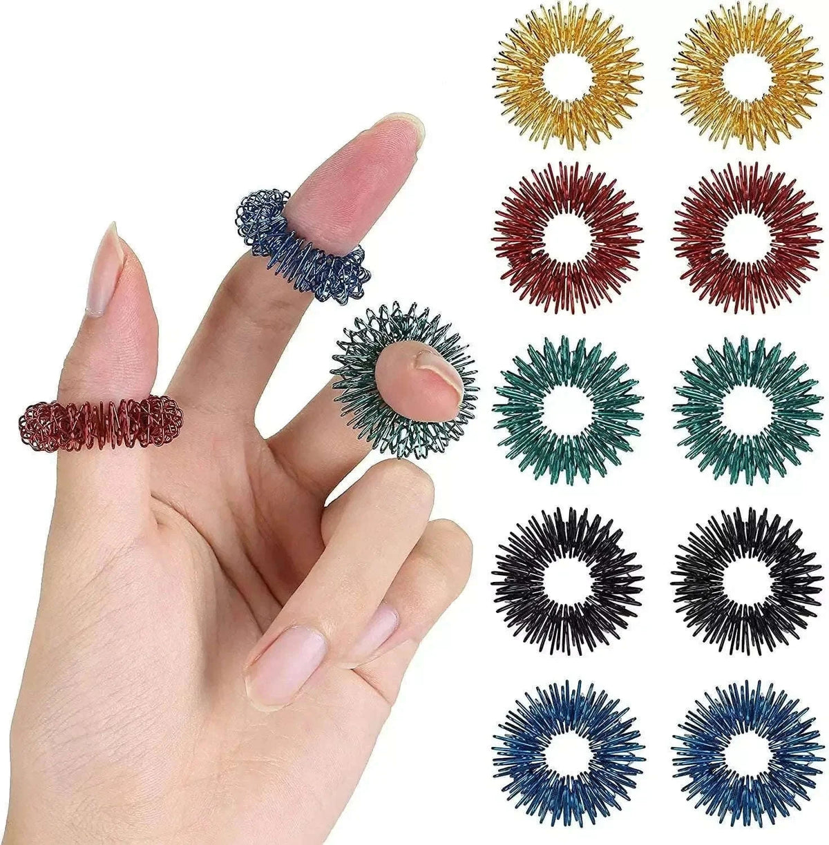 Acupressure Sujok Therapy Finger Massager Rings Set - StellerGear