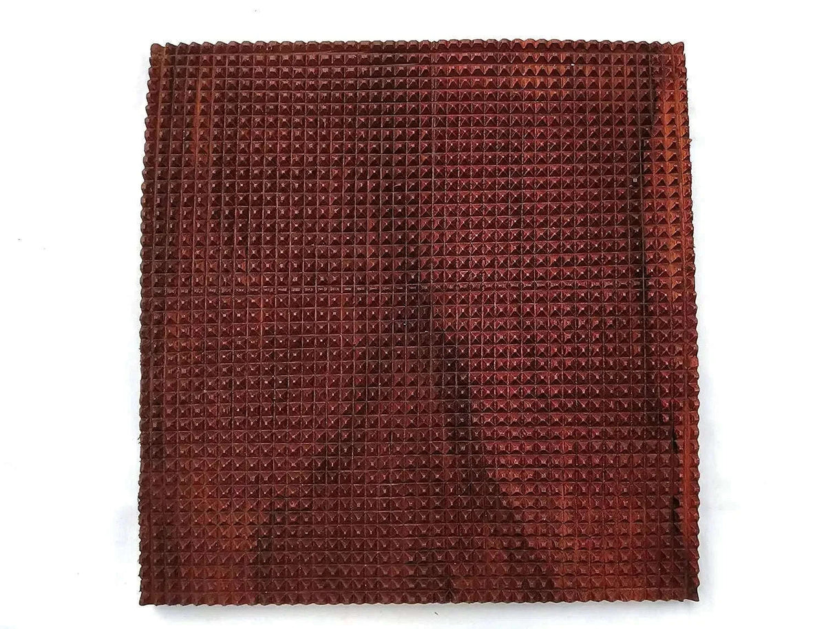 Brown acupressure wooden foot mat designed for foot care.