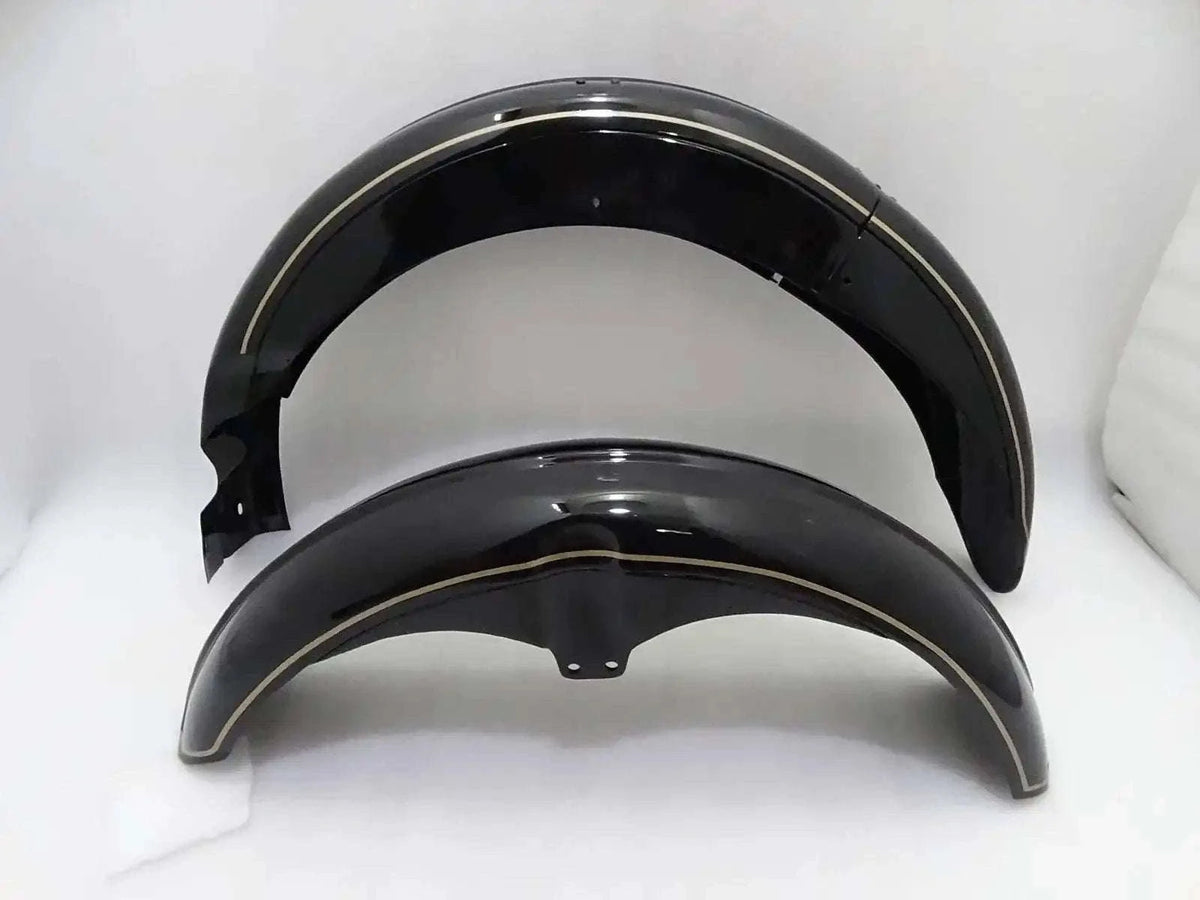 AJS FRONT AND REAR BLACK PAINTED MUDGUARD SET (PRE-DRILLED) - StellerGear