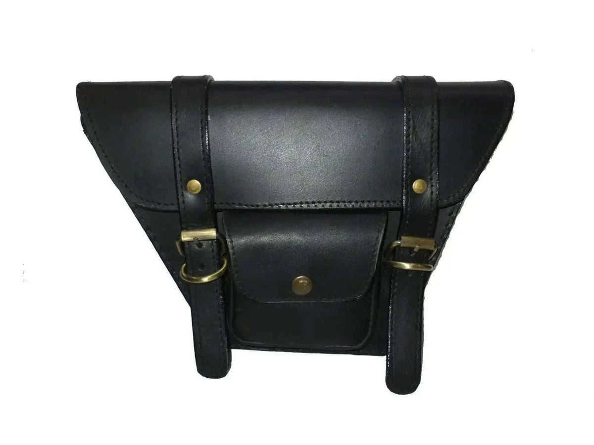 Black Leather Side Panel Bag FIT FOR Royal Enfield Interceptor Continental GT 650cc - StellerGear