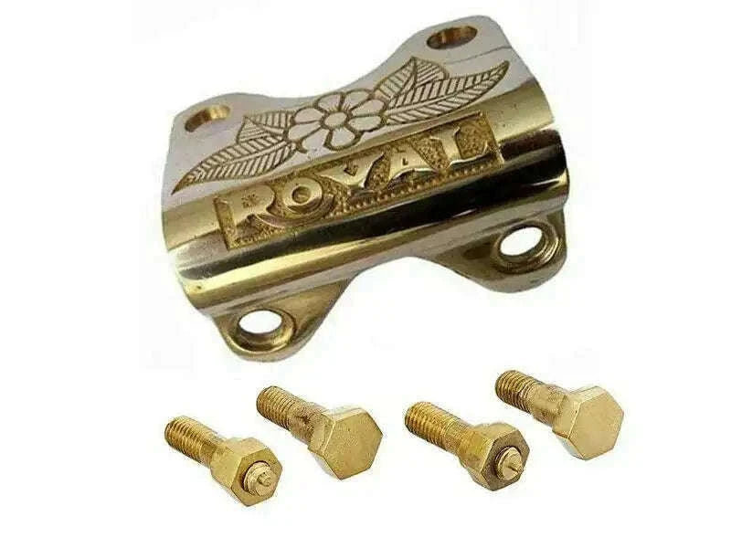 Brass Handle Bar Clip Clamp & Bolt For Royal Enfield Bullet - StellerGear