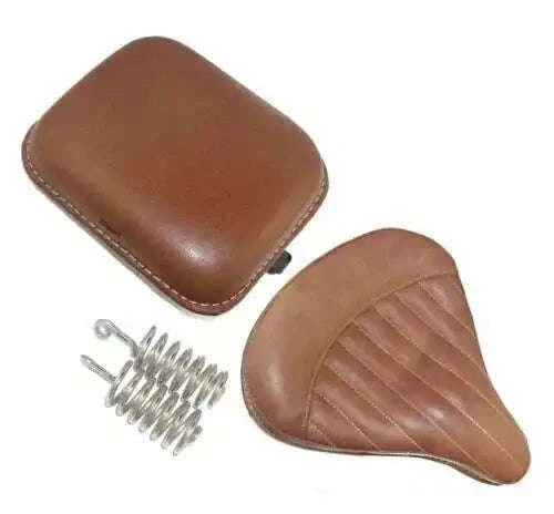Brown Pure Leather Front Rear Saddle Seat FIT FOR Royal Enfield Classic 350cc 500cc - StellerGear