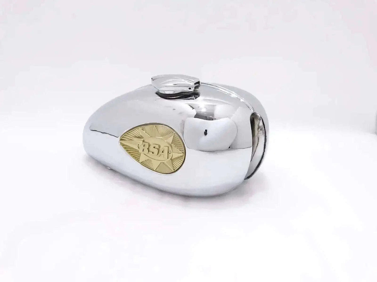 BSA A65 2 GALLON CHROME FUEL TANK 1968-69 US SPECIFICATIONS +BADGES,CAP - StellerGear