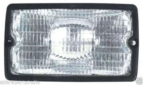 Rectangular front working light with clear glass lens and built-in bulb