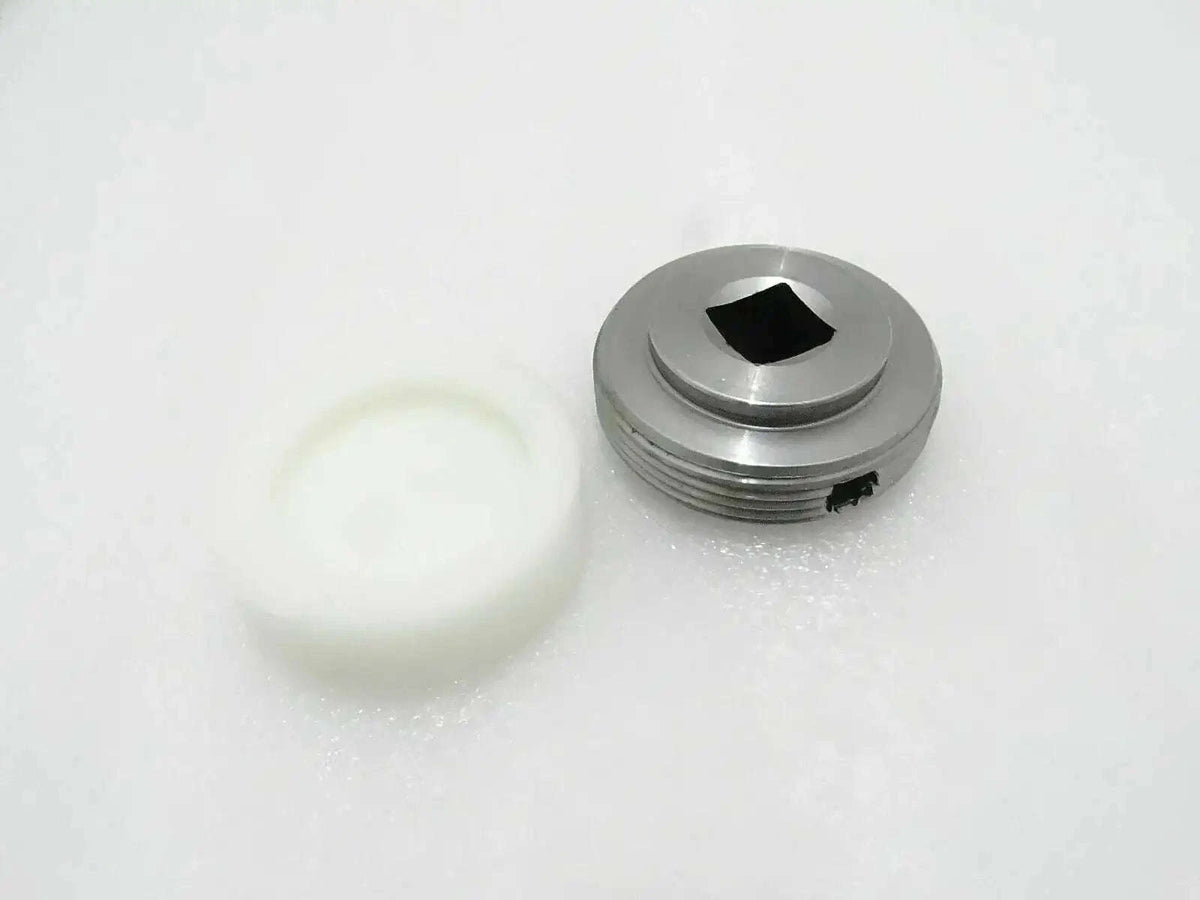 Metal wear pad stabiliser with threaded circular body and black hex socket