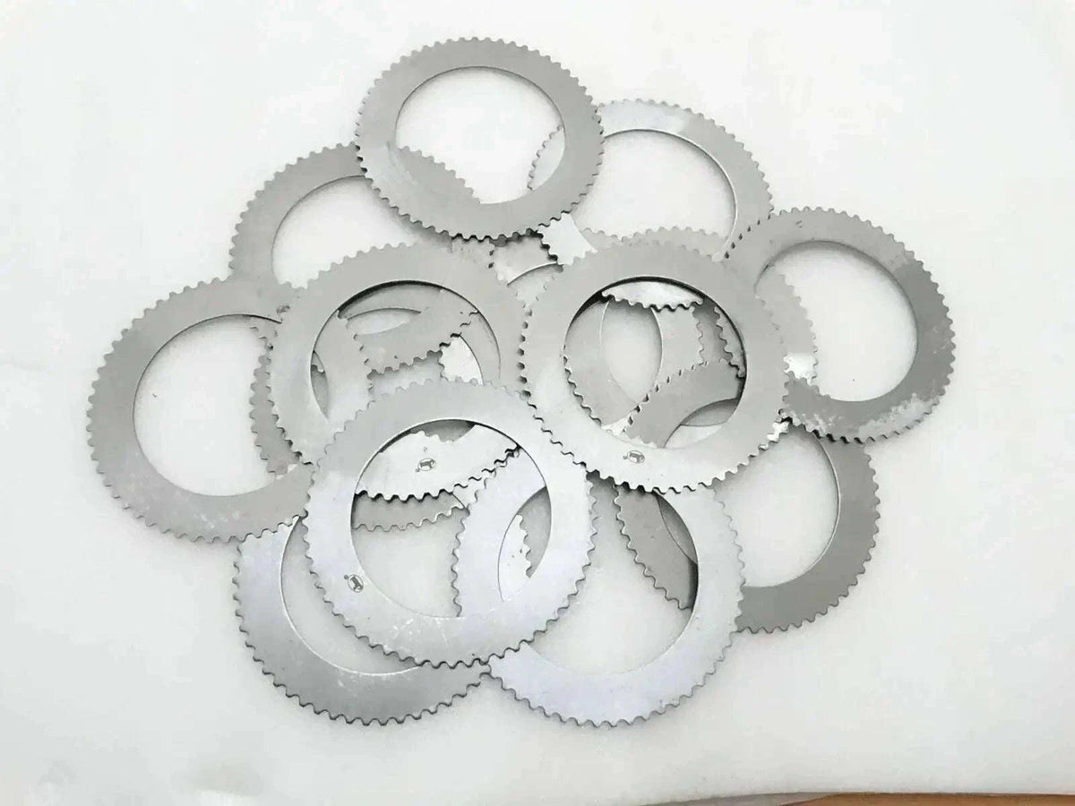 Transmission counter plates set of 14, silver metal gear-like rings