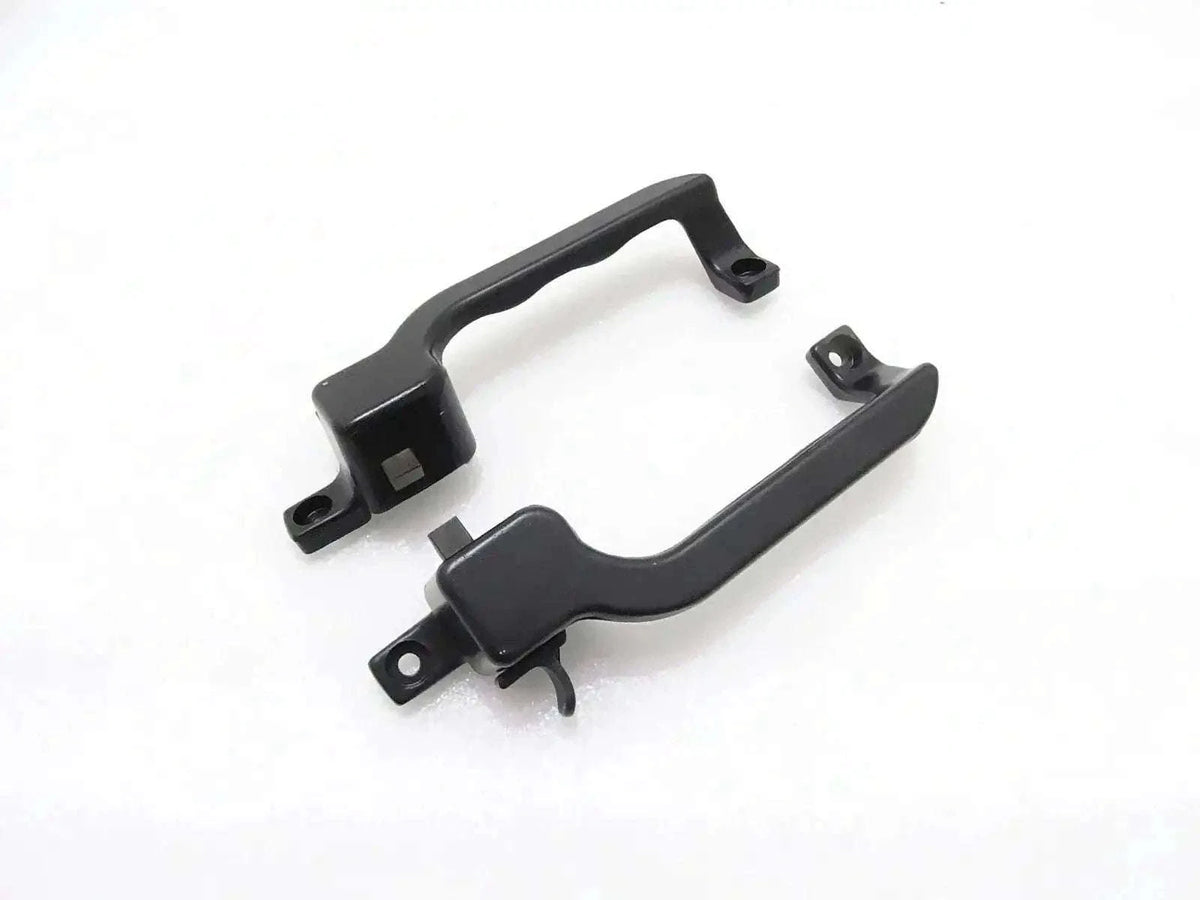 Rear window latch handle, dark gray/black, with mounting brackets