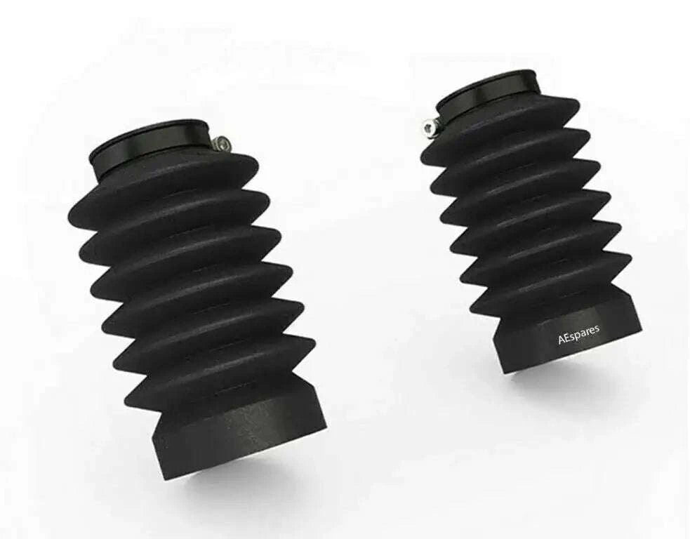 Fork gaiter set with two black accordion rubber boots for front fork
