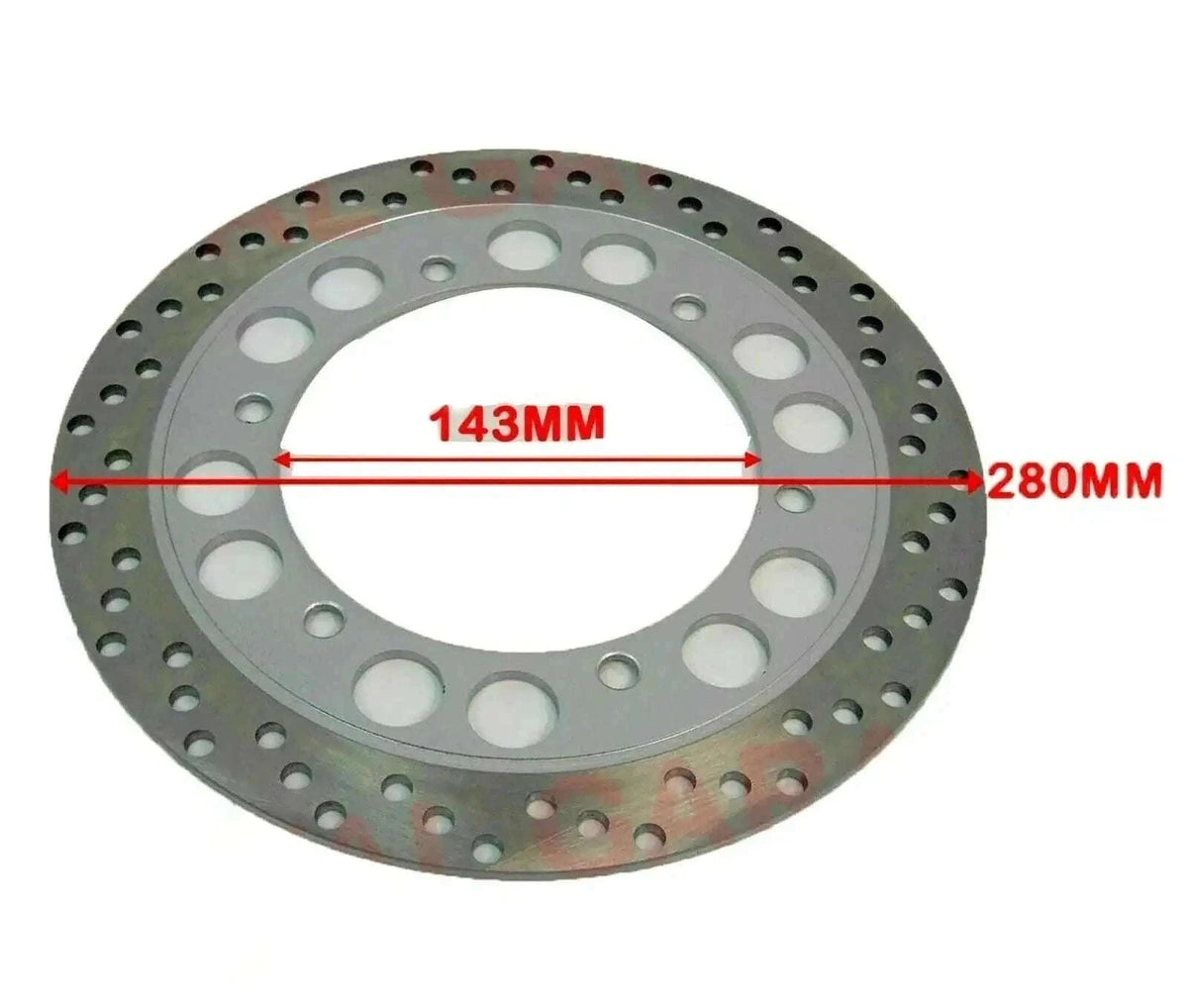 Brake disc plate with rotor holes, 143mm inner and 280mm outer diameter