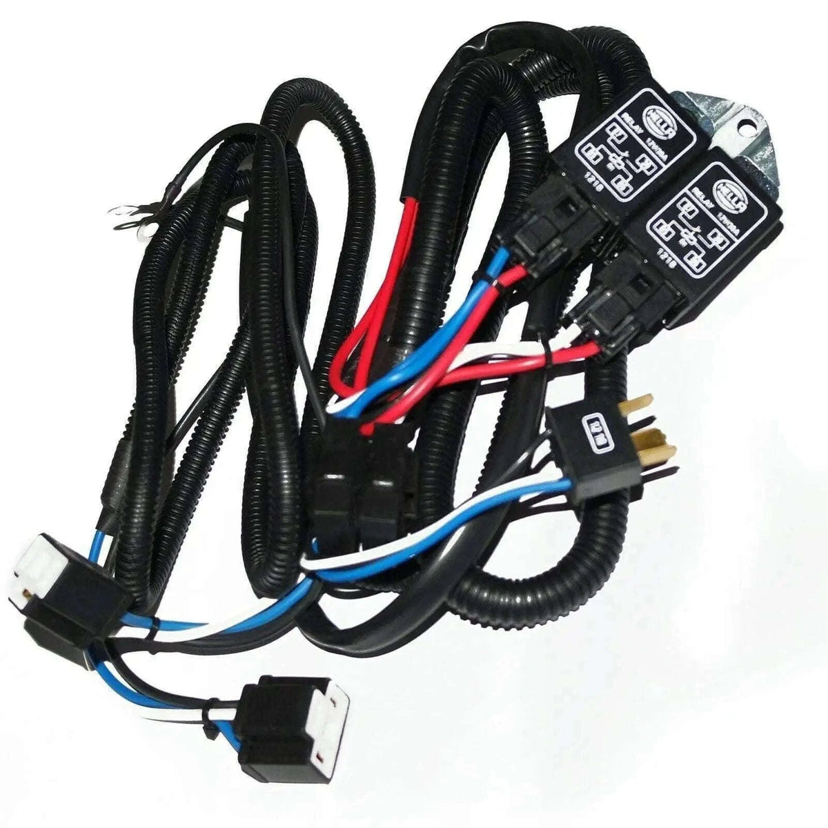 Hella H4 headlamp wiring harness with relay system for enhanced automotive lighting