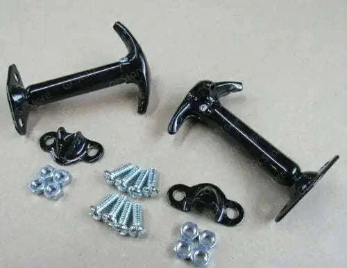Black powder-coated hood latch pair for Willys Jeep models