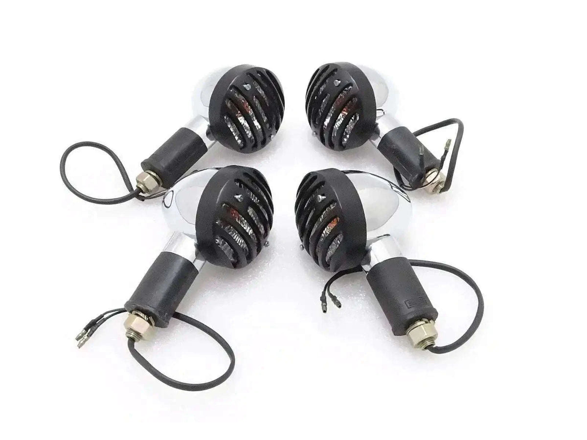 INDICATOR SET OF 4 WITH POWDER COATED GRILL CLEAR FOR CLASSIC ROYAL BIKES - StellerGear