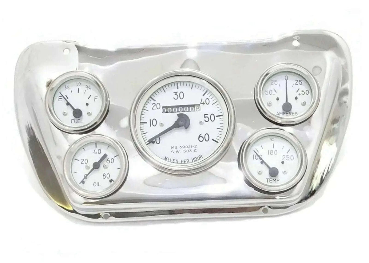 Panel dash gauge instrument cluster for Willys Jeeps with chrome mounting plate