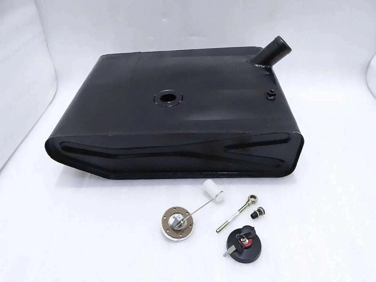 Willys Jeep petrol tank kit with cap, tap, fuel sensor, and banjo nut