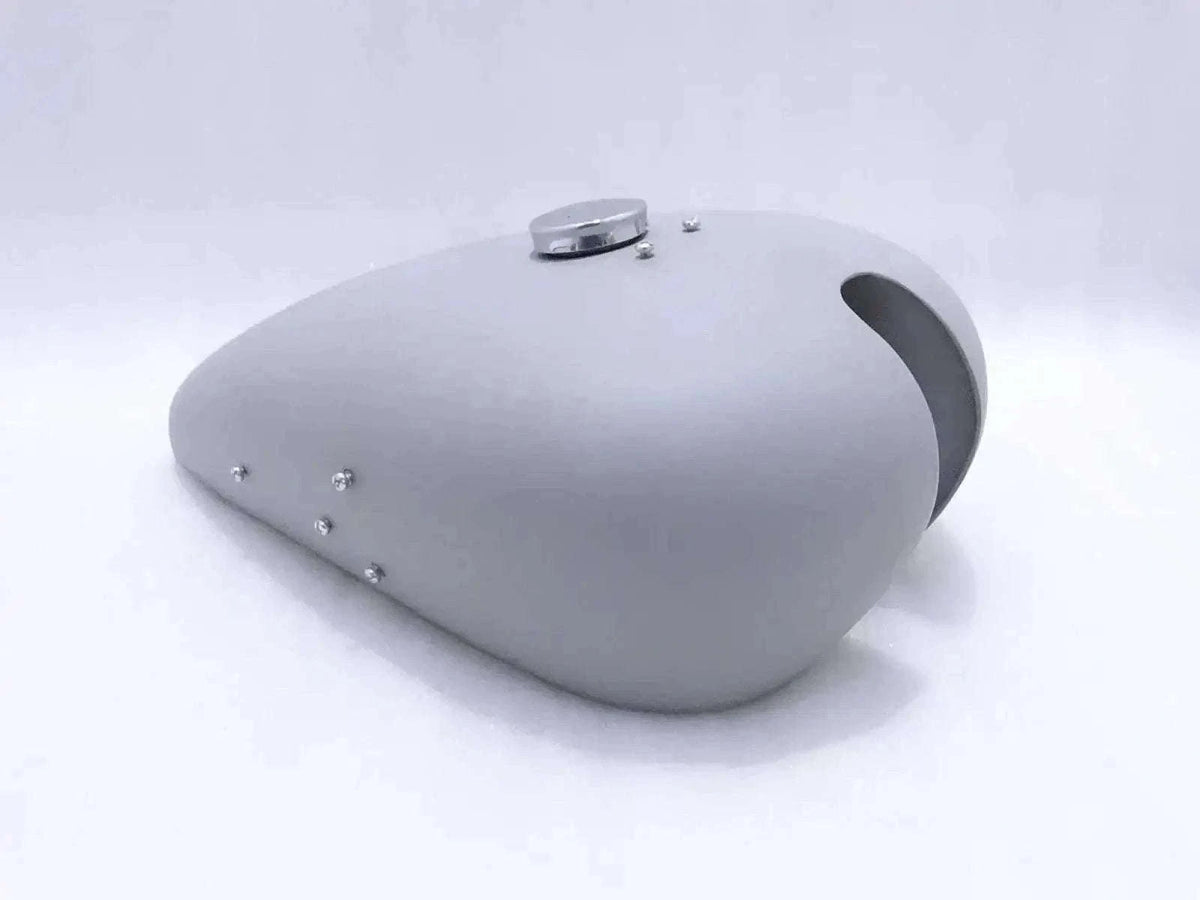 RUDGE vintage raw petrol fuel tank with cap in gray metal