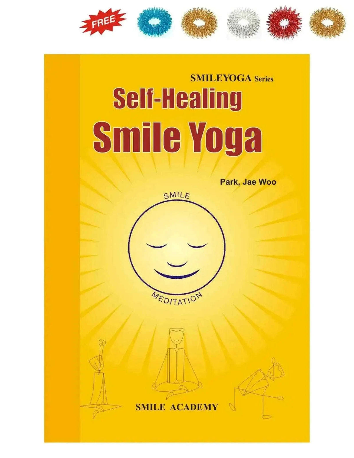 Self-Healing Smile Yoga Book by Park Jae Woo with Free Acu Sujok Rings