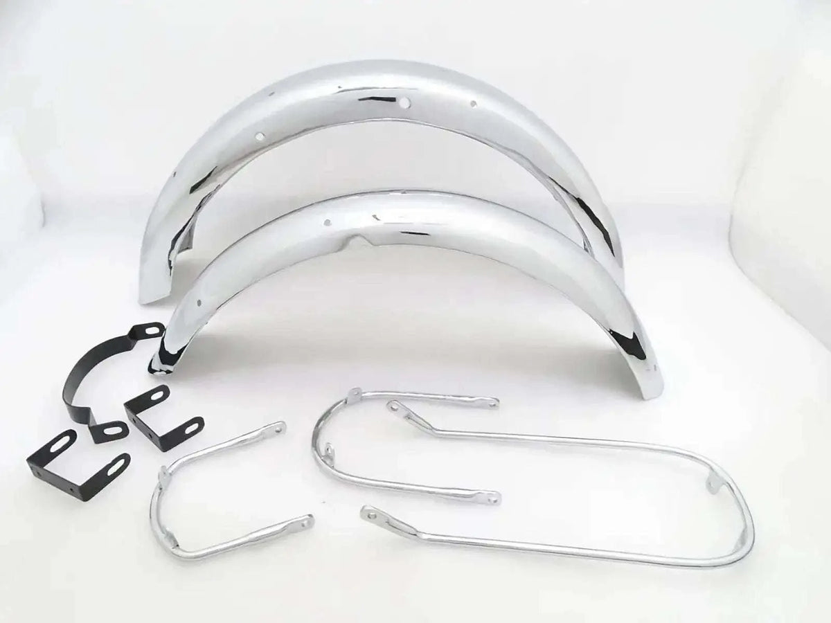 TRIUMPH T140 CHROMED MUDGUARD SET WITH STAYS & BRACKET (PRE-DRILLED) - StellerGear