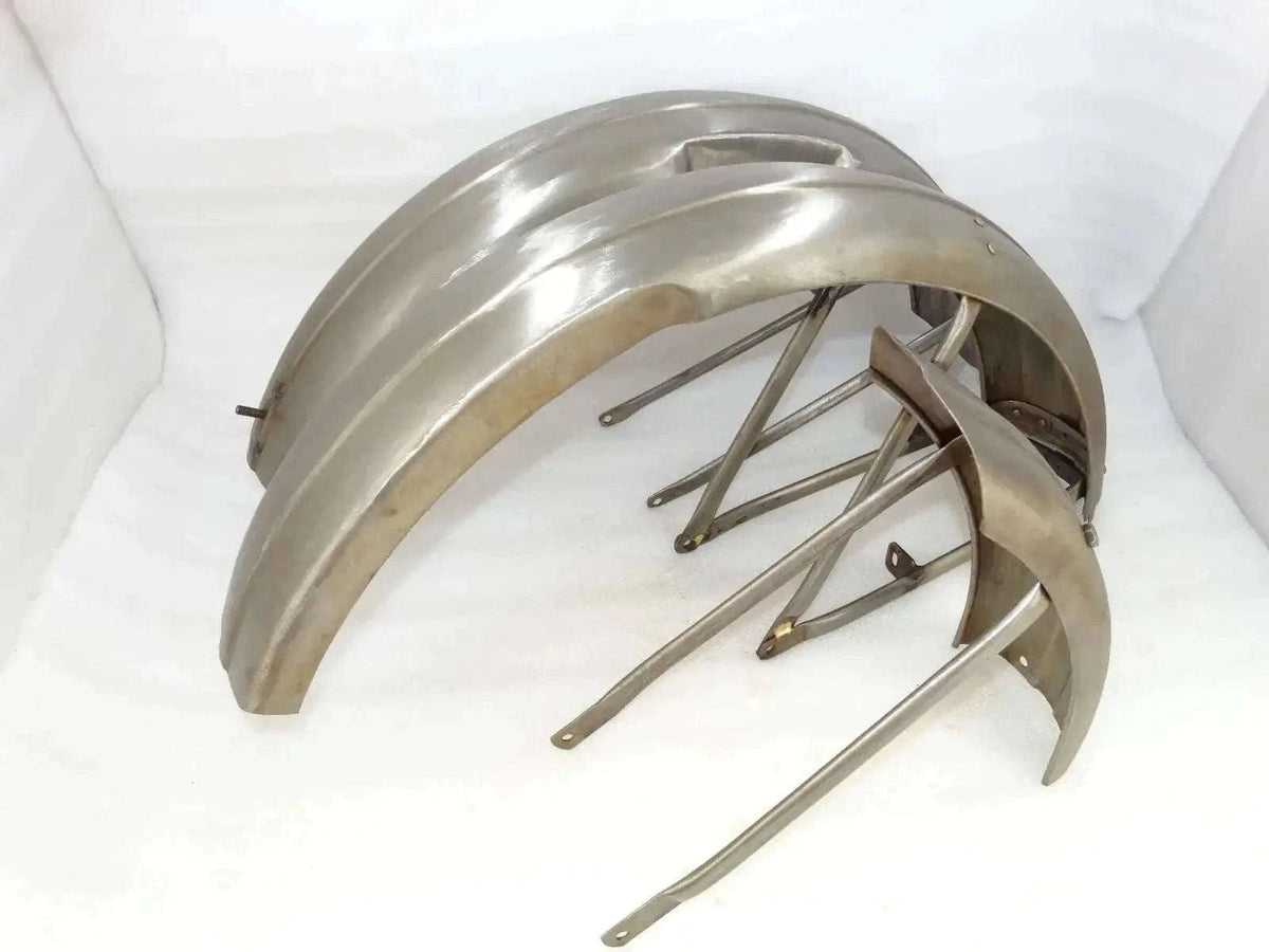 TRIUMPH T80 FRONT AND REAR MUDGUARD SET RAW STEEL (REPRODUCTION) - StellerGear