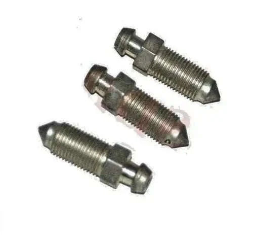 Wheel cylinder bleeder screw set of 3 with threaded metal valves