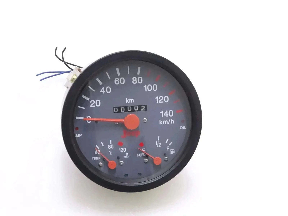 Jeep speedometer gauge with fuel, temperature, amp and oil indicators