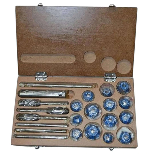 Carbide Valve Seat Cutter Set in carrying case, includes various sizes for automotive valve seat machining