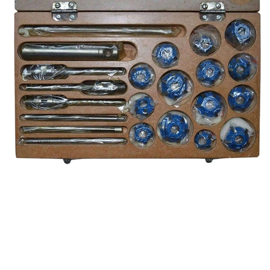Carbide Valve Seat Cutter Set with 16 carbide tips and accessories for precision engine machining
