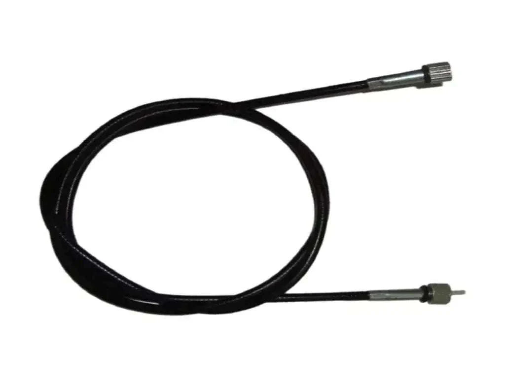 Speedometer cable with black sheath and metal end fittings
