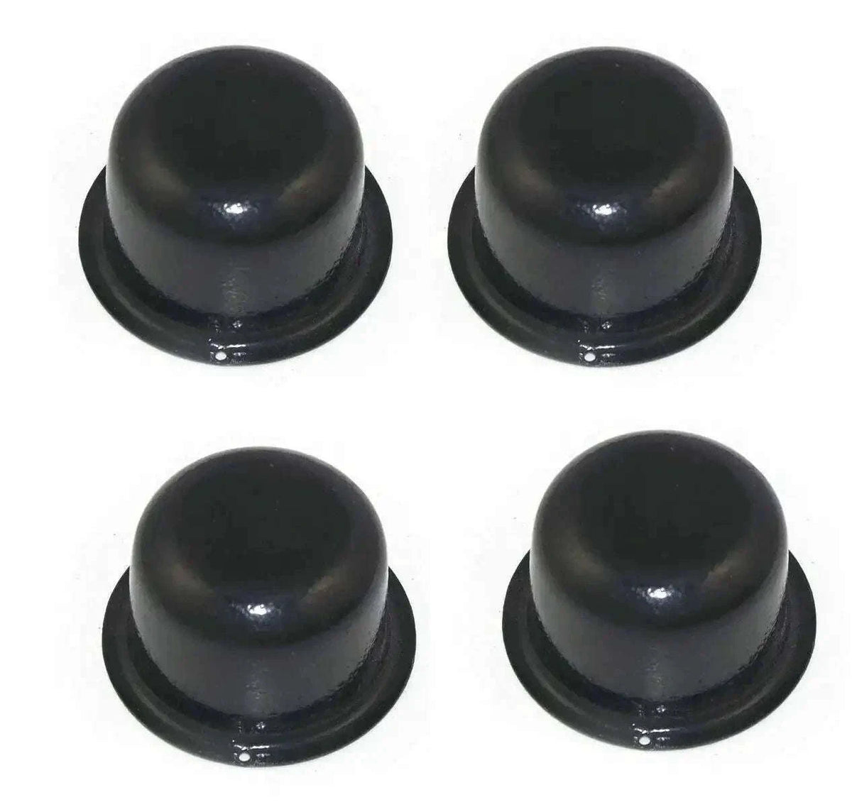 Set of four black wheel bearing hub dust caps for Jeeps