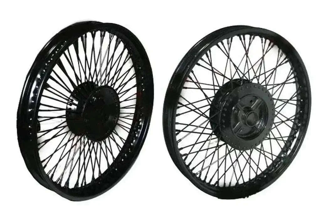 80 SPOKES FRONT REAR DISC BRAKE BLACK STEEL WHEEL RIM WM2-19"ROYAL ENFIELD - StellerGear