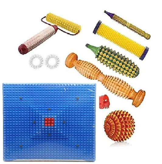 Acs Wooden Foot Roller Acupressure Magnetic Stress Mat Combo
