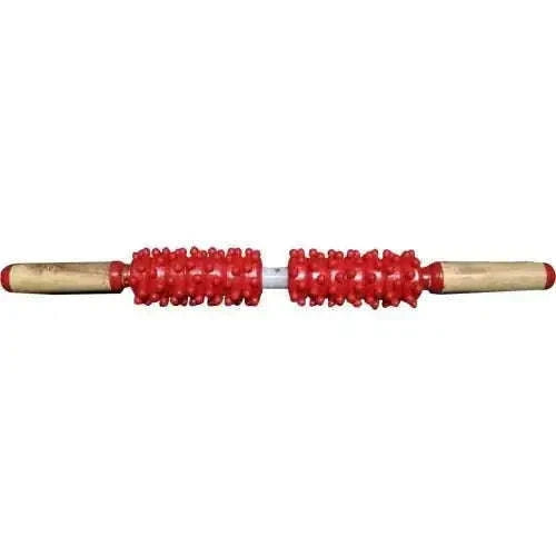 Acupressure Anand Roller - III Yoga Roller with red bead cylinder and wooden handles