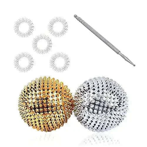 Acupressure Bio-Magnetic Balls with Sujok Finger Rings for wellness