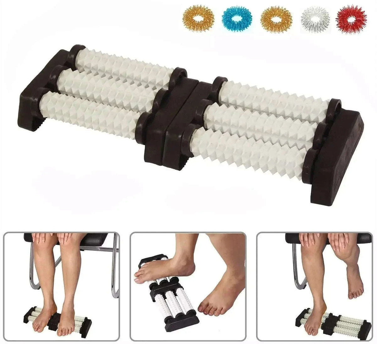 Acupressure Double Foot Reflexology Roller Massager with Sujok Rings - StellerGear