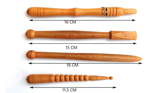 Acupressure Jimmy Stick Set of 4 - Wooden Reflexology Tools