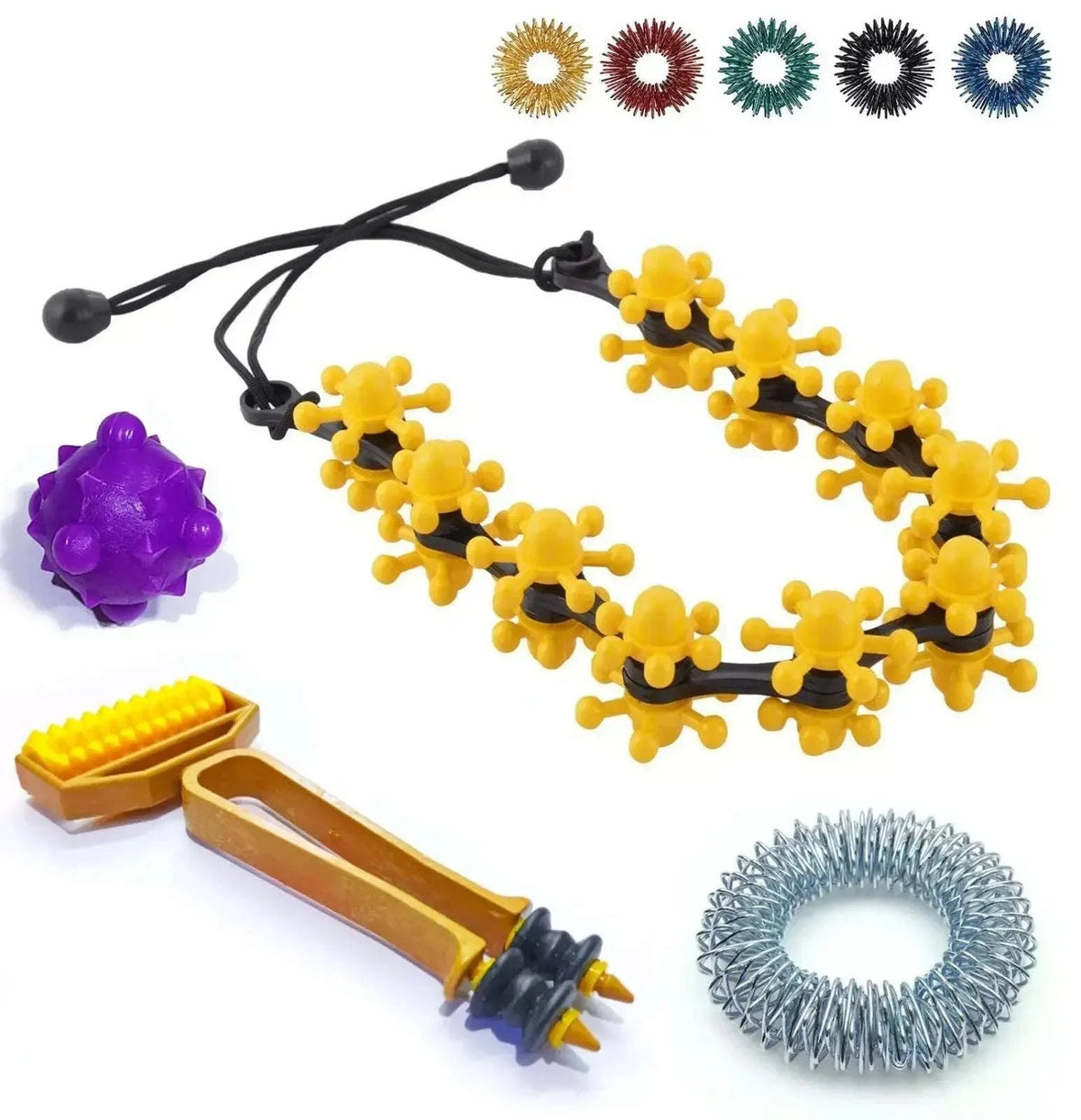 Acupressure Magic Massager - 2 in 1 Roller, Bracelet, Sujok Ball, and Sujok Ring from StellerGear