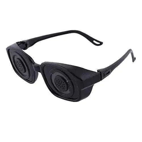 Acupressure magnetic spectacles with dark frame and round pressure nodes