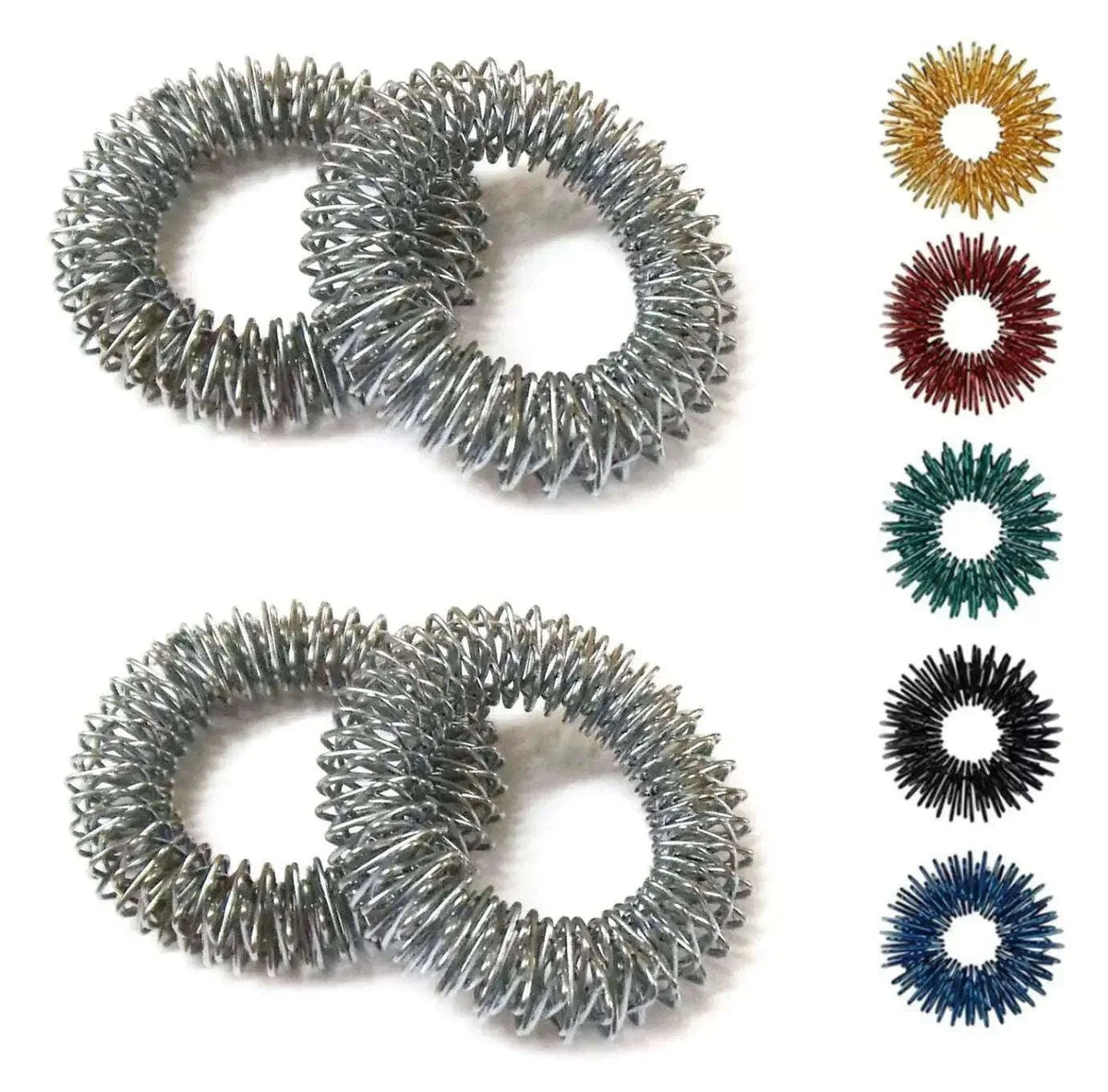 Acupressure Massage Bracelet Set - 4 Bracelets & 5 Sujok Rings by StellerGear