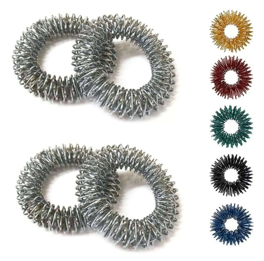 Acupressure Massage Bracelet Set - 4 Bracelets & 5 Sujok Rings by StellerGear
