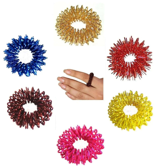 Acupressure Massage Sujok Ring Set of 6 Assorted Colors