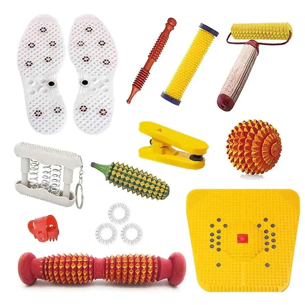 Acupressure Massage Tools Combo Kit with spiked discs and rollers