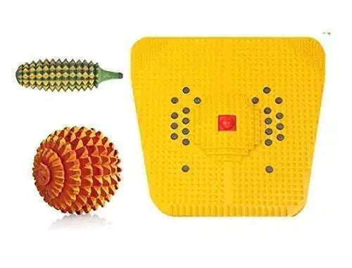Acupressure Massager Set with wooden ball and foot mat for relaxation