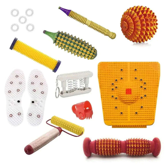 Multicolor acupressure massager tools combo kit for stress relief