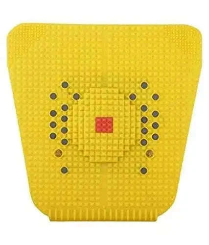 Acupressure mat designed for back pain relief with spaike stud pattern.