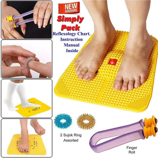 Acupressure mat for back pain relief, featuring raised spike points under bare feet
