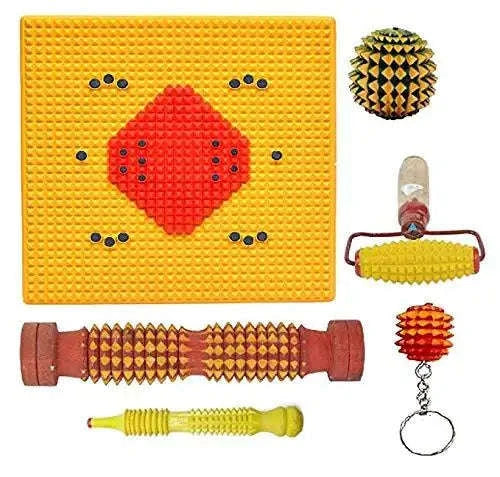 Acupressure mat and copper foot massager kit for relaxation