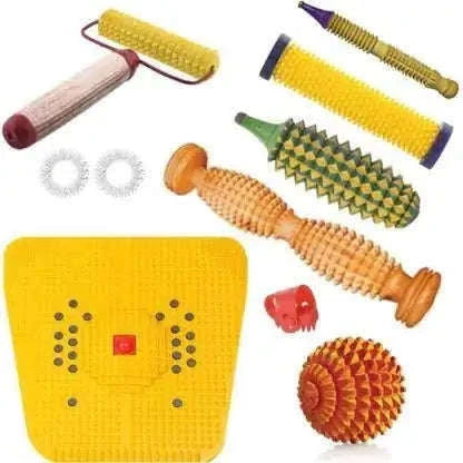 Acupressure tools kit with power mat and various massagers