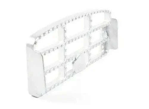 Aluminium cabin step bracket, silver metal, with gridded tread