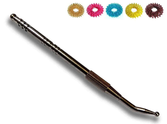 Auriculotherapy Ear Acupuncture Angled Steel Probe with 5 Sujok Rings