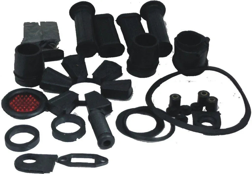 Rubber kit with various components for vehicle repairs, including seals and bushings, essential for maintenance